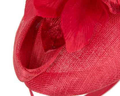 Tall red racing pillbox fascinator by Fillies Collection-4
