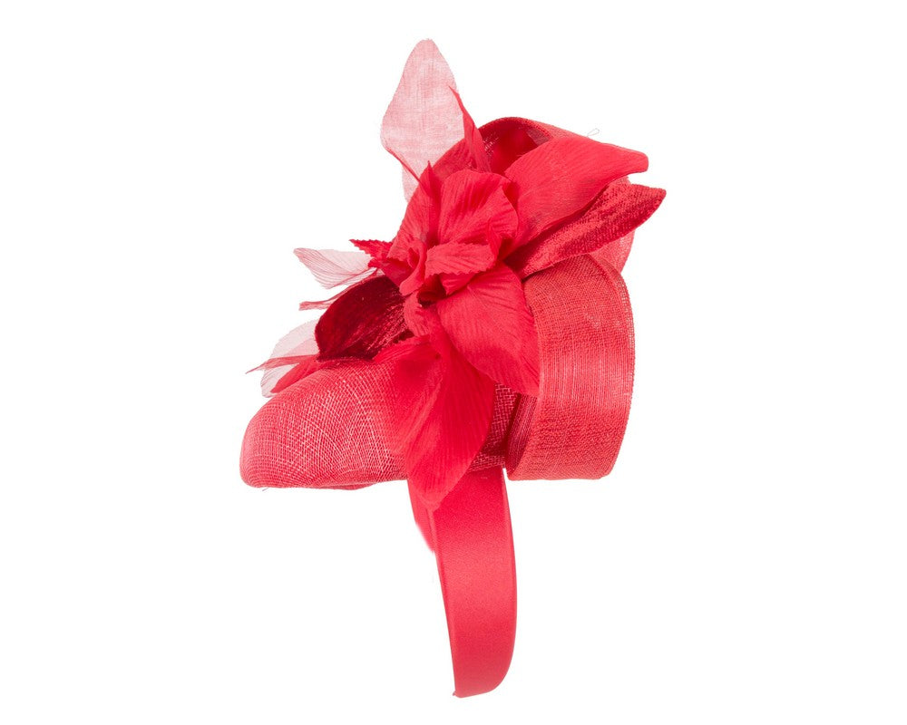 Tall red racing pillbox fascinator by Fillies Collection-2