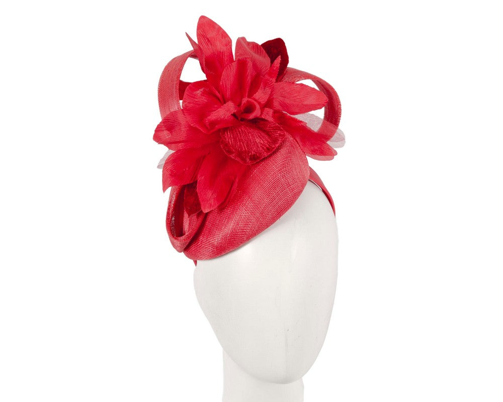 Tall red racing pillbox fascinator by Fillies Collection-0