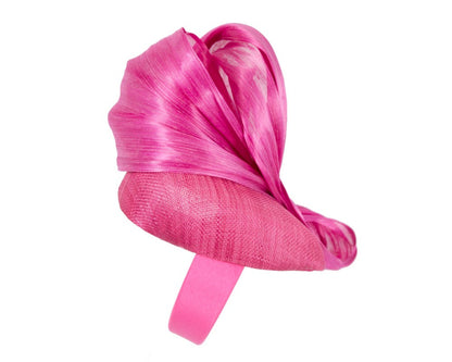 Fuchsia pillbox fascinator with silk abaca bow by Fillies Collection S258F-3