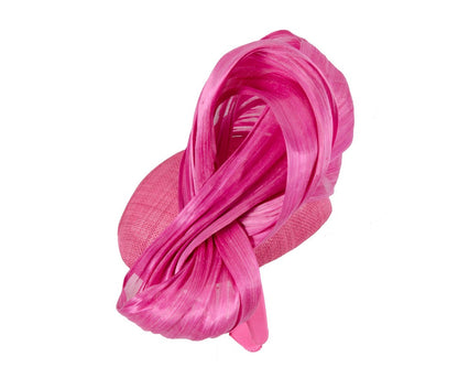 Fuchsia pillbox fascinator with silk abaca bow by Fillies Collection S258F-2