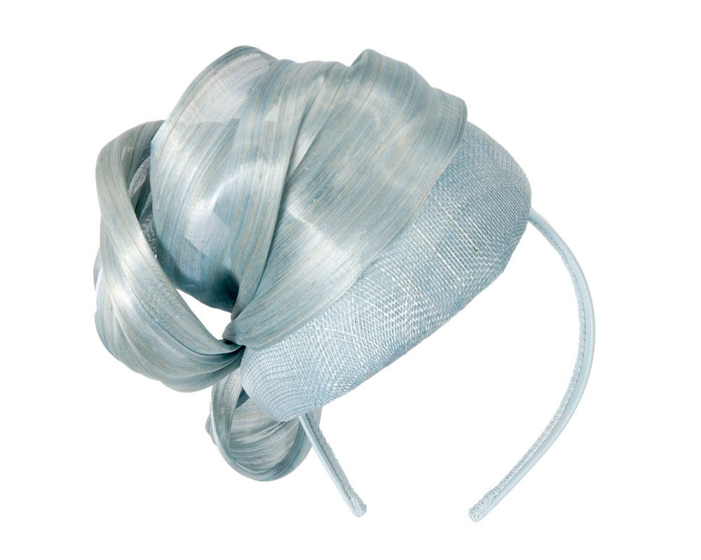 Light Blue pillbox fascinator with silk abaca bow by Fillies Collection S268LBL-5