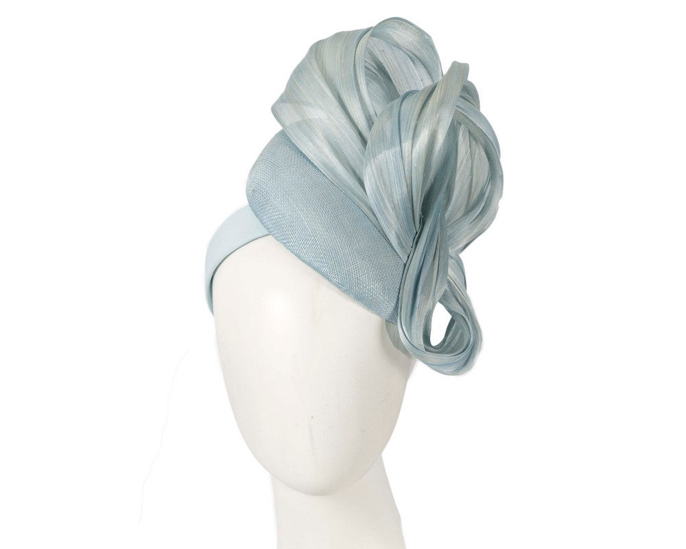 Light Blue pillbox fascinator with silk abaca bow by Fillies Collection S268LBL-0