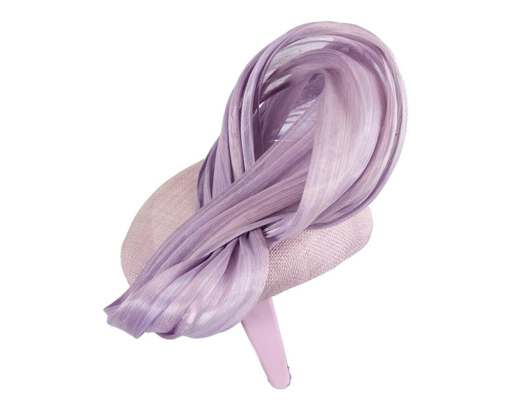 Lilac pillbox fascinator with silk abaca bow by Fillies Collection S258LI-2