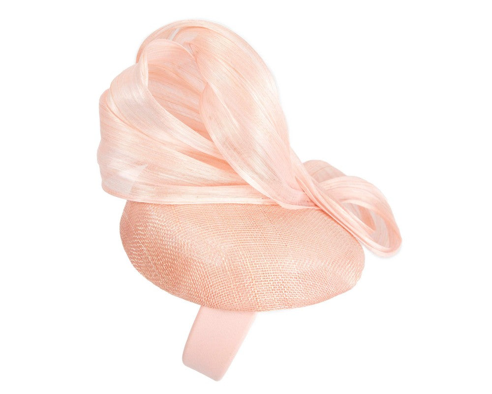 Pink pillbox fascinator with silk abaca bow by Fillies Collection