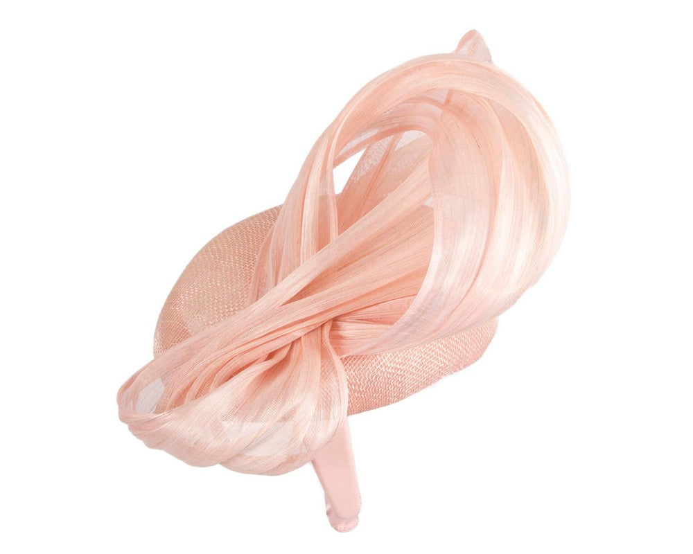 Pink pillbox fascinator with silk abaca bow by Fillies Collection