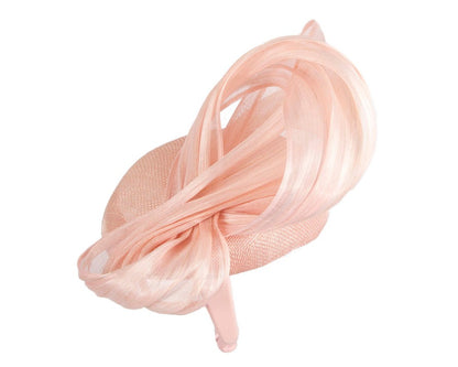 Pink pillbox fascinator with silk abaca bow by Fillies Collection