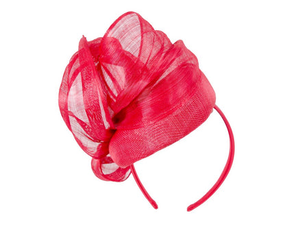Red pillbox fascinator with silk abaca bow by Fillies Collection S258R-5