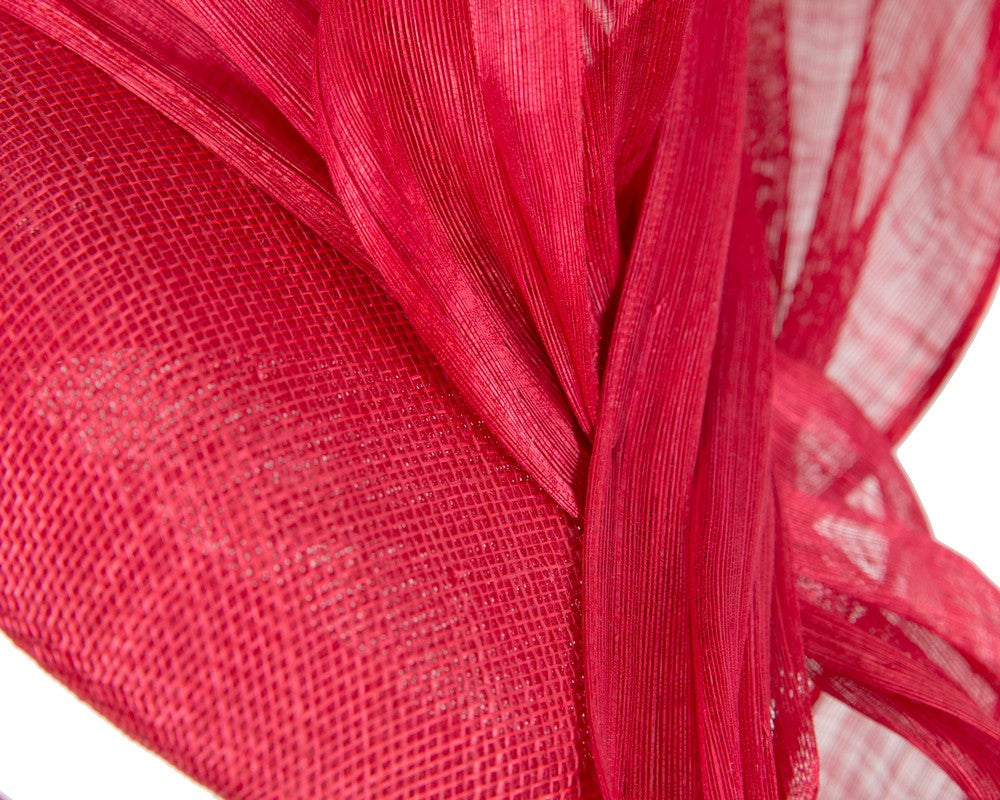 Red pillbox fascinator with silk abaca bow by Fillies Collection S258R-4