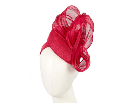 Red pillbox fascinator with silk abaca bow by Fillies Collection S258R-0