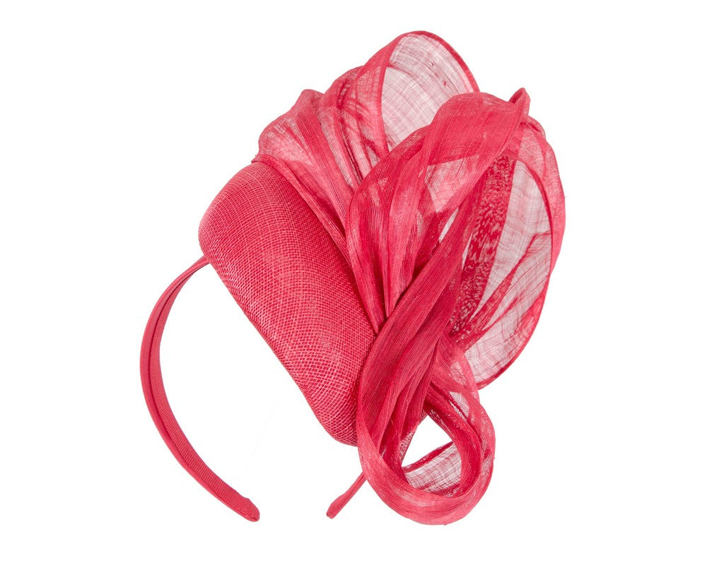 Red pillbox fascinator with silk abaca bow by Fillies Collection S258R-1