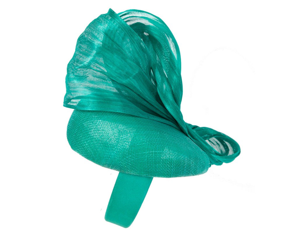 Teal pillbox fascinator with silk abaca bow by Fillies Collection S258TE-3