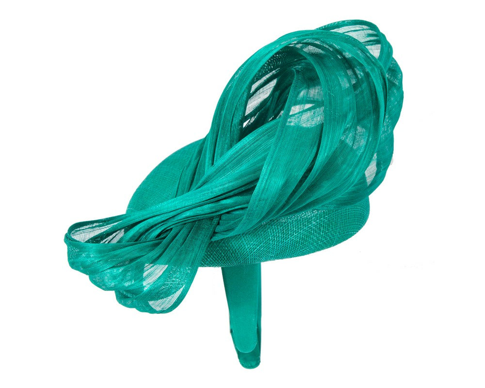 Teal pillbox fascinator with silk abaca bow by Fillies Collection S258TE-2