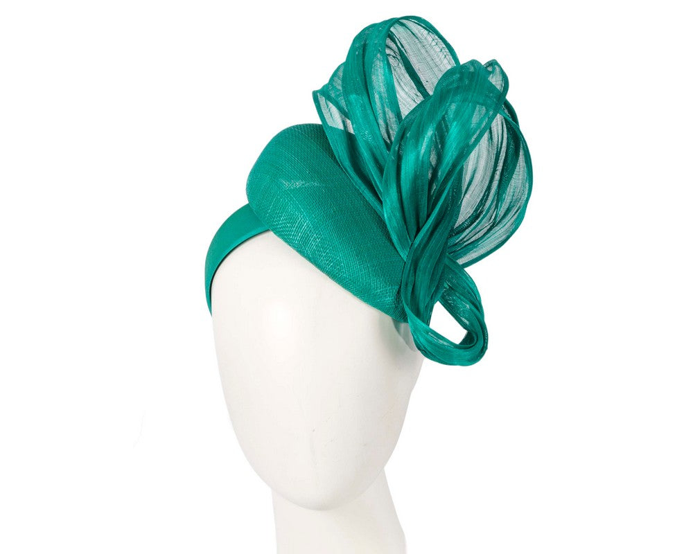 Teal pillbox fascinator with silk abaca bow by Fillies Collection S258TE-0