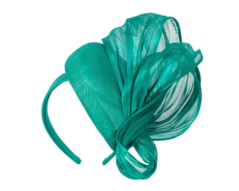 Teal pillbox fascinator with silk abaca bow by Fillies Collection S258TE-1
