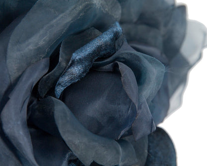 Large navy silk flower fascinator by Fillies Collection-2