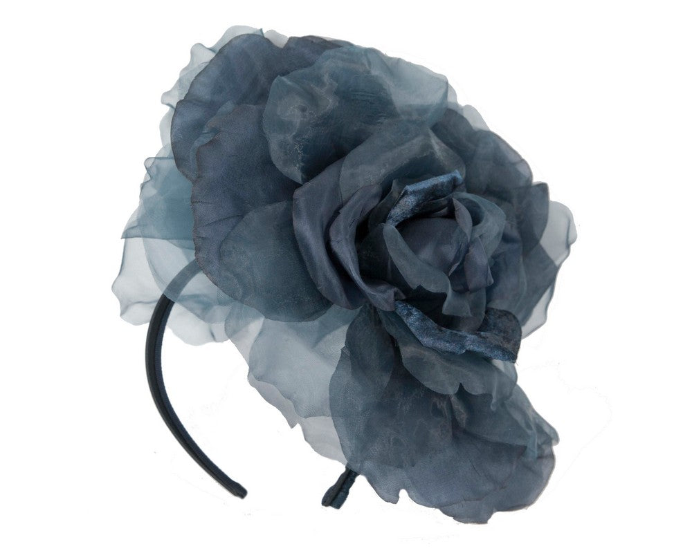 Large navy silk flower fascinator by Fillies Collection-1
