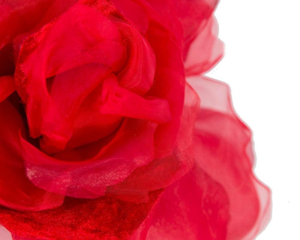 Large red silk flower fascinator by Fillies Collection-2