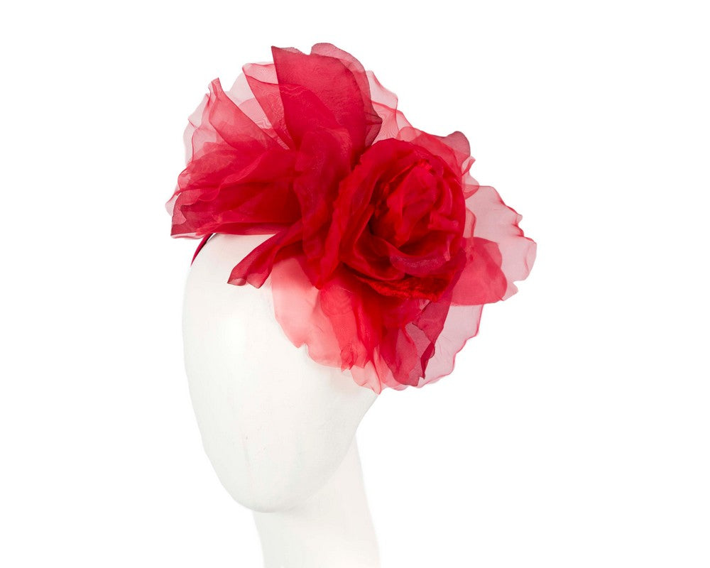 Large red silk flower fascinator by Fillies Collection-0