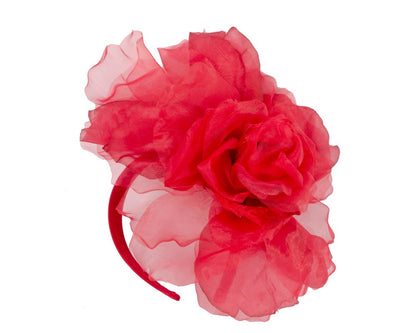 Large red silk flower fascinator by Fillies Collection-1