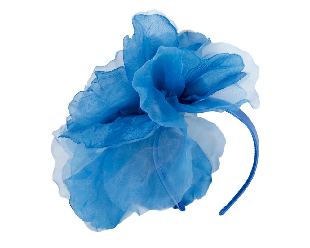 Large royal blue silk flower fascinator by Fillies Collection-3