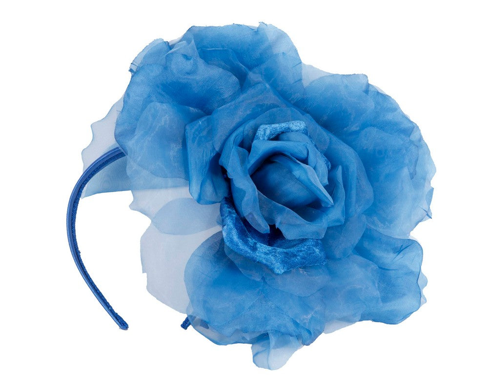 Large royal blue silk flower fascinator by Fillies Collection-1
