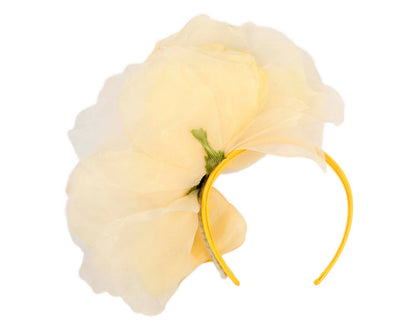 Large yellow silk flower fascinator by Fillies Collection-3