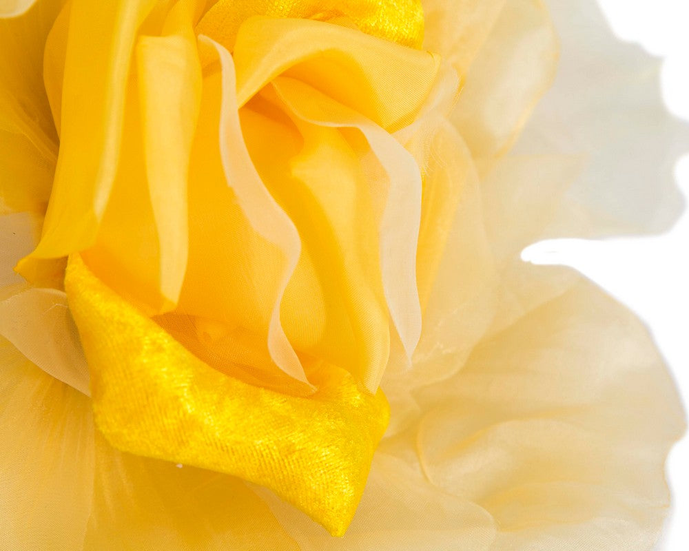 Large yellow silk flower fascinator by Fillies Collection-2