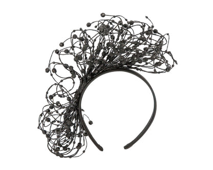 Bespoke black wire fascinator by Fillies Collection