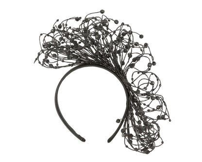 Bespoke black wire fascinator by Fillies Collection