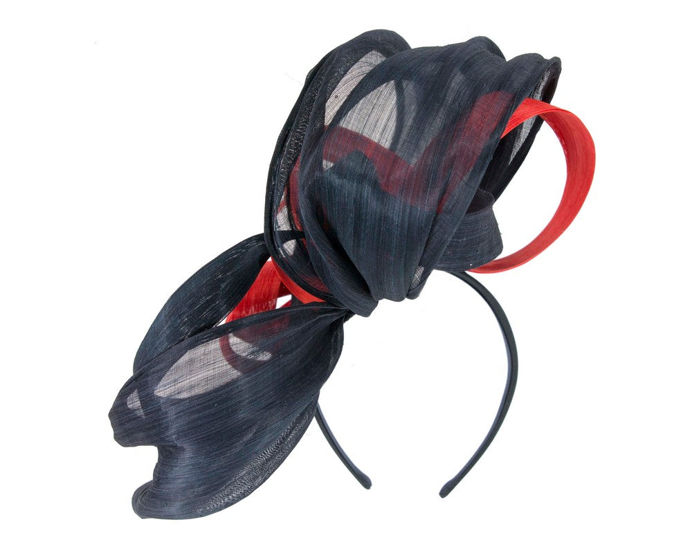 Large Navy & Orange fascinator by Fillies Collection-5