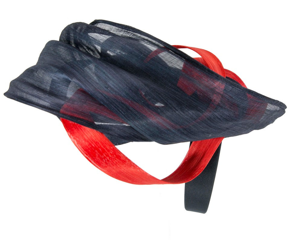 Large Navy & Orange fascinator by Fillies Collection-2