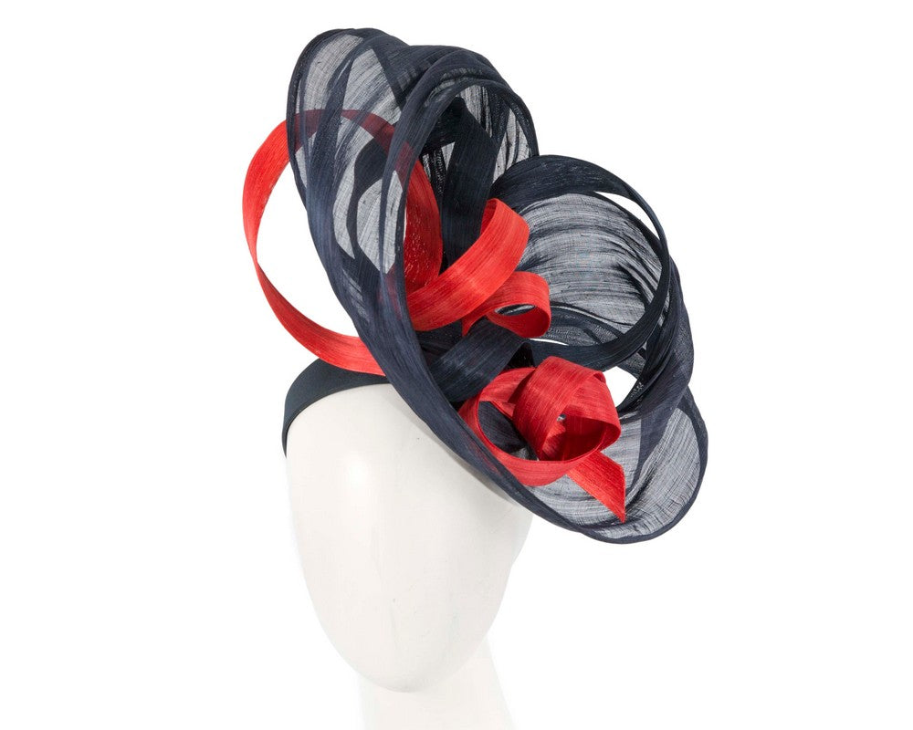 Large Navy & Orange fascinator by Fillies Collection-0