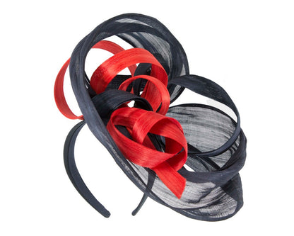 Large Navy & Orange fascinator by Fillies Collection-1