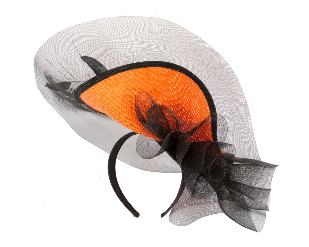 Tall orange and black fascinator by Fillies Collection-3