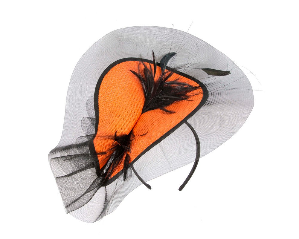 Tall orange and black fascinator by Fillies Collection-1