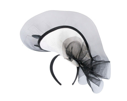Tall white and black fascinator by Fillies Collection