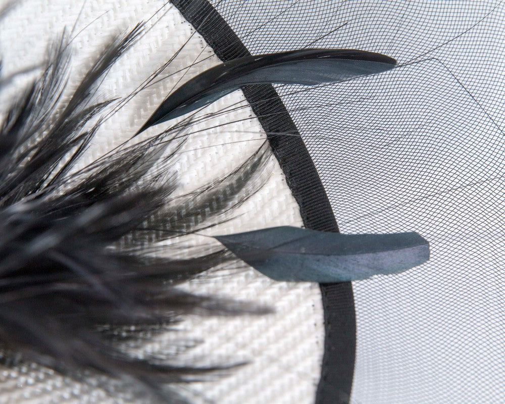 Tall white and black fascinator by Fillies Collection
