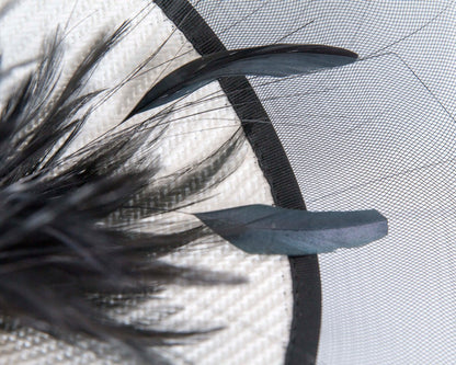 Tall white and black fascinator by Fillies Collection