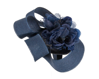 Large navy fascinator with flower by Fillies Collection