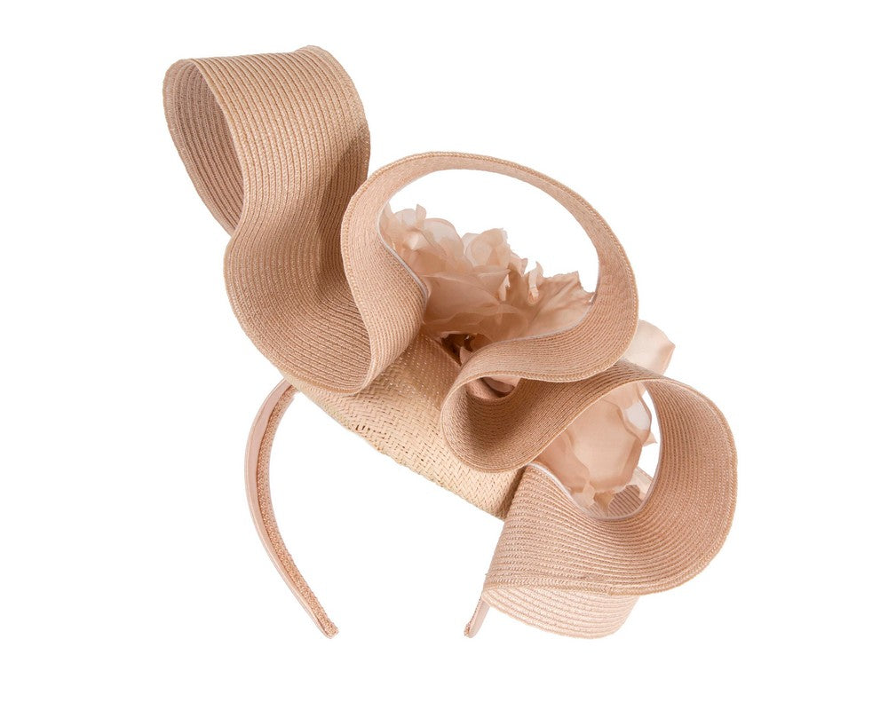 Large nude fascinator with flower by Fillies Collection-5
