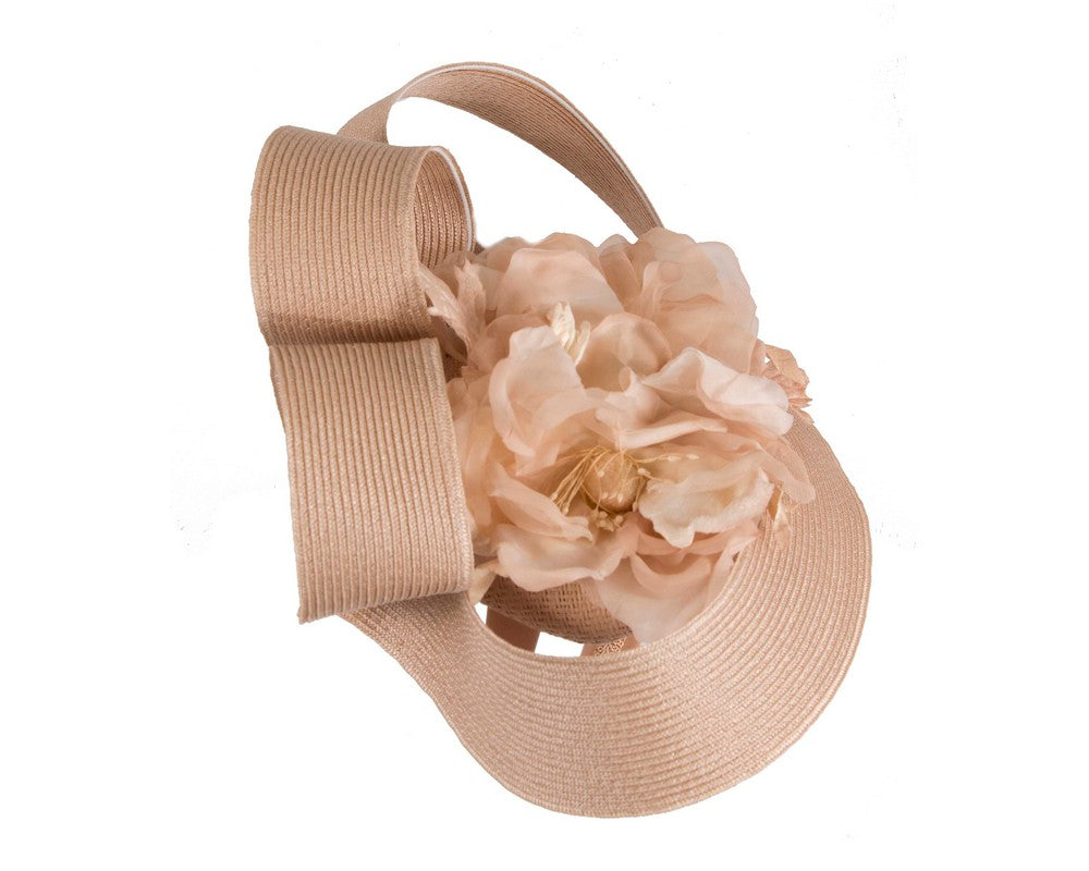 Large nude fascinator with flower by Fillies Collection-3