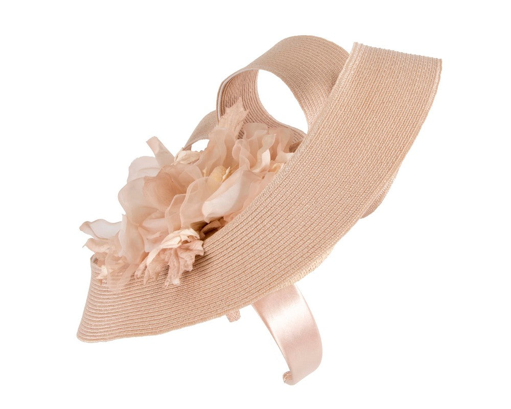 Large nude fascinator with flower by Fillies Collection-2
