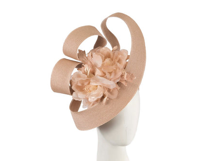 Large nude fascinator with flower by Fillies Collection-0