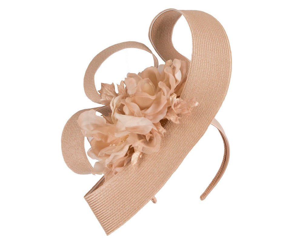 Large nude fascinator with flower by Fillies Collection-1
