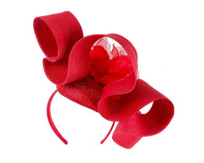 Large red fascinator with flower by Fillies Collection-5