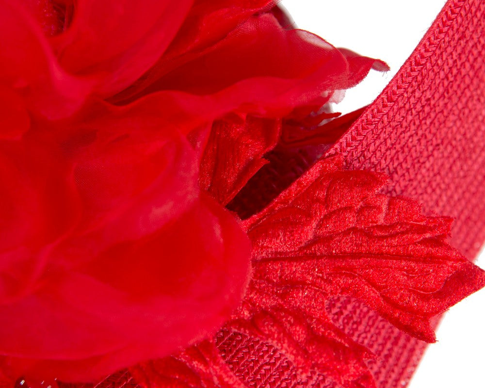 Large red fascinator with flower by Fillies Collection-4