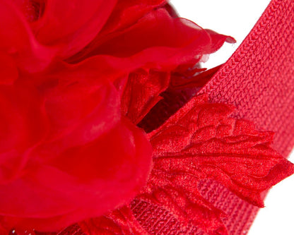 Large red fascinator with flower by Fillies Collection-4