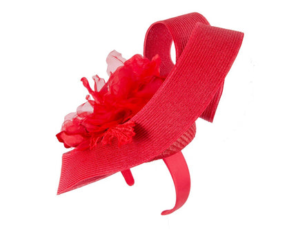 Large red fascinator with flower by Fillies Collection-2
