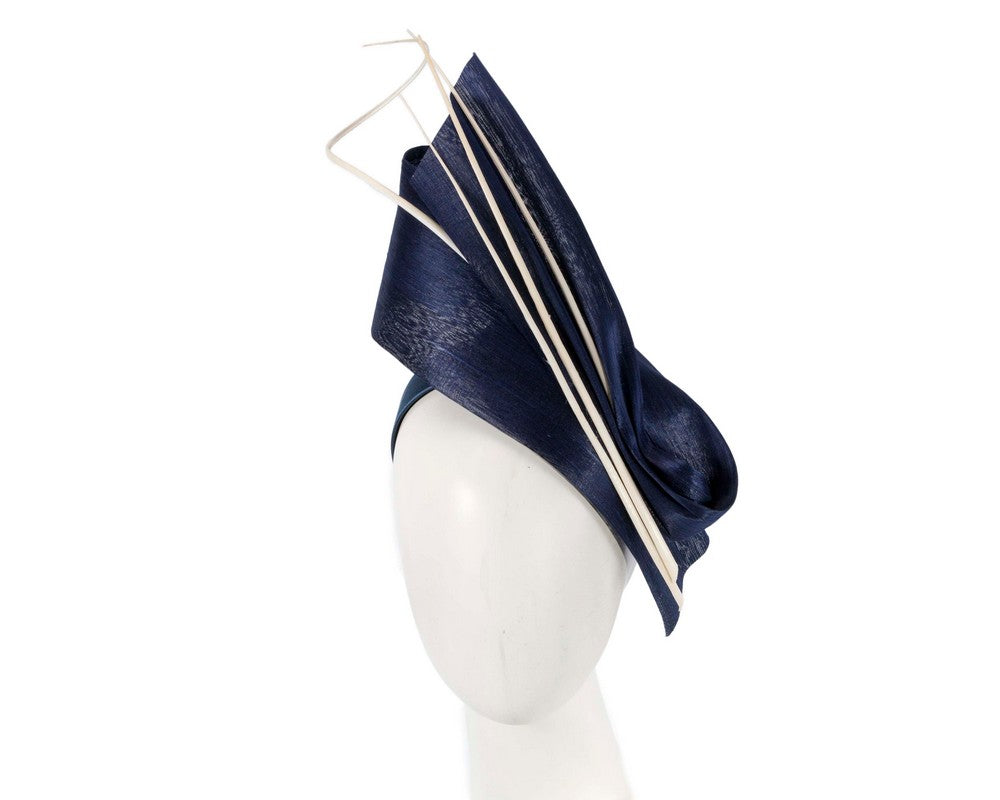 Edgy navy & white fascinator by Fillies Collection-0